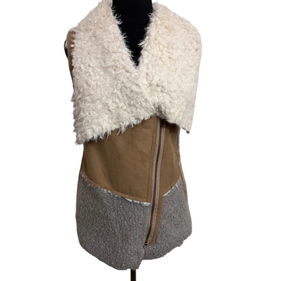 saturday sunday Jackets & Blazers - Anthropologie Saturday Sunday Mixed Media Faux Shearling Suede Vest Small